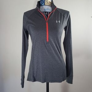 Under Armour grey coral heat gear partial zip